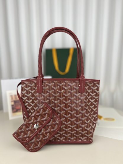 Goyard Anjou Mini Bag Burgundy Tote #3379 - Image 10
