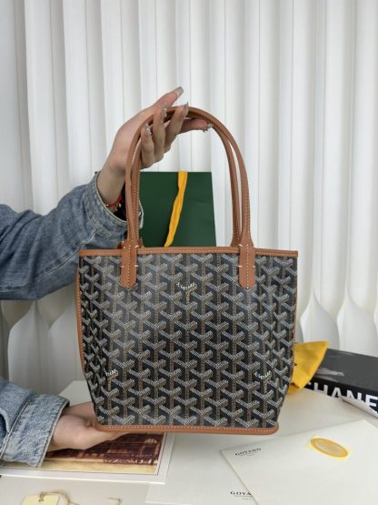  Goyard Anjou Mini Bag Black and Tan Tote #3374 - Image 11