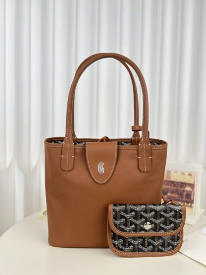Replica Goyard Anjou Mini Bag Black and Tan Tote #3374