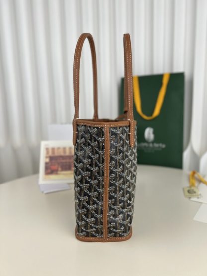  Goyard Anjou Mini Bag Black and Tan Tote #3374 - Image 15
