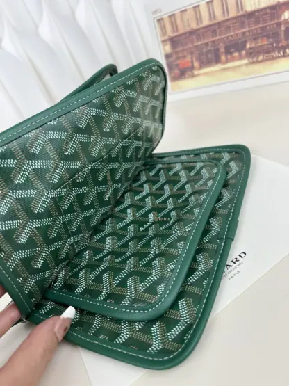  Goyard Plumet Pocket Wallet Strap Bag Green #3404 - Image 18