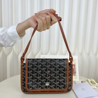 Replica Goyard Plumet Pocket Wallet Strap Bag Black & Tan #3403