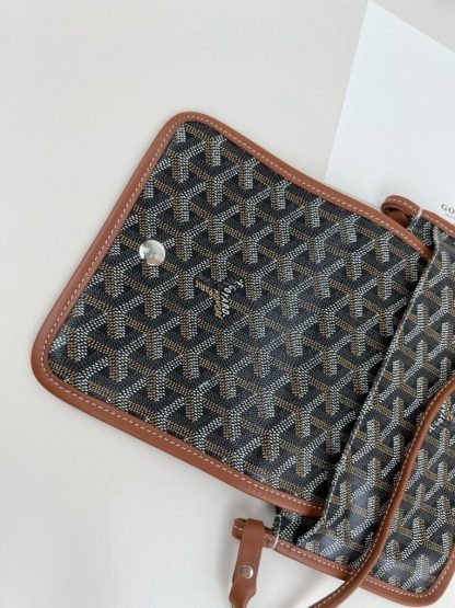  Goyard Plumet Pocket Wallet Strap Bags Black & Tan #3384 - Image 12