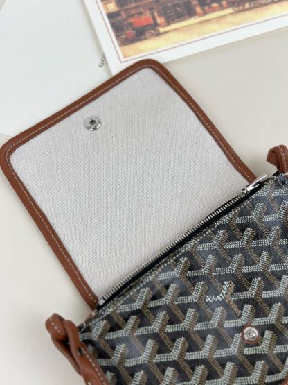  Goyard Plumet Pocket Wallet Strap Bag Black & Tan #3403 - Image 14