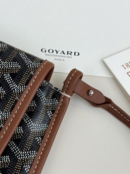  Goyard Plumet Pocket Wallet Strap Bag Black & Tan #3403 - Image 4