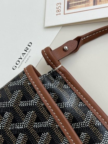  Goyard Plumet Pocket Wallet Strap Bags Black & Tan #3384 - Image 6