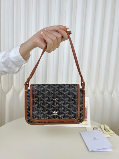  Goyard Plumet Pocket Wallet Strap Bag Black & Tan #3403 - Image 8