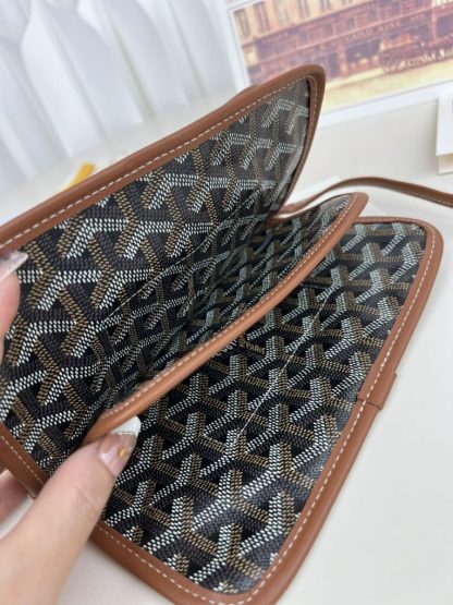  Goyard Plumet Pocket Wallet Strap Bag Black & Tan #3403 - Image 9