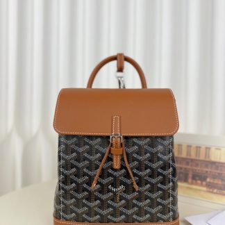 Replica Goyard Alpin Mini Backpack Strap Bag Black & Tan#3412
