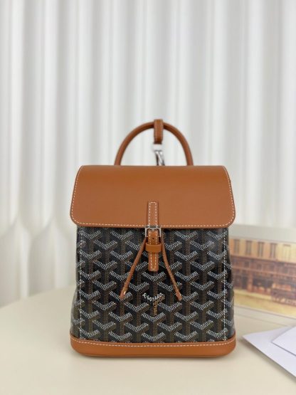 Replica Goyard Alpin Mini Backpack Strap Bag Black & Tan#3412
