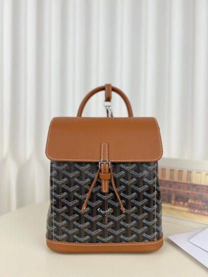  Goyard Alpin Mini Backpack Strap Bag Black & Tan#3412 - Image 18