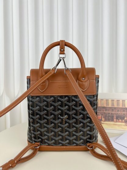  Goyard Alpin Mini Backpack Strap Bag Black & Tan#3412 - Image 11