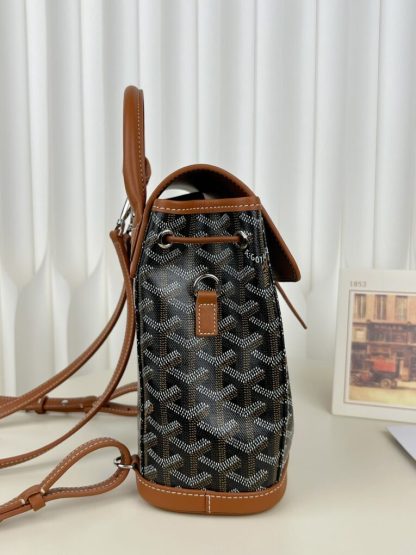  Goyard Alpin Mini Backpack Strap Bag Black & Tan#3412 - Image 14