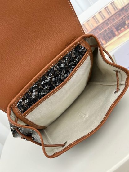  Goyard Alpin Mini Backpack Strap Bag Black & Tan#3412 - Image 16
