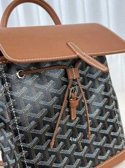  Goyard Alpin Mini Backpack Strap Bag Black & Tan#3412 - Image 9