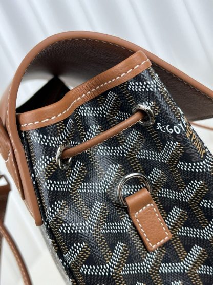  Goyard Alpin Mini Backpack Strap Bag Black & Tan#3412 - Image 5