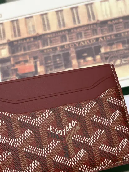  Goyard Saint-Sulpice Card Wallet Card holder Burgundy #3434 - Image 5