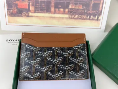  Goyard Saint-Sulpice Card Wallet Card holder Black & Tan #3432 - Image 2