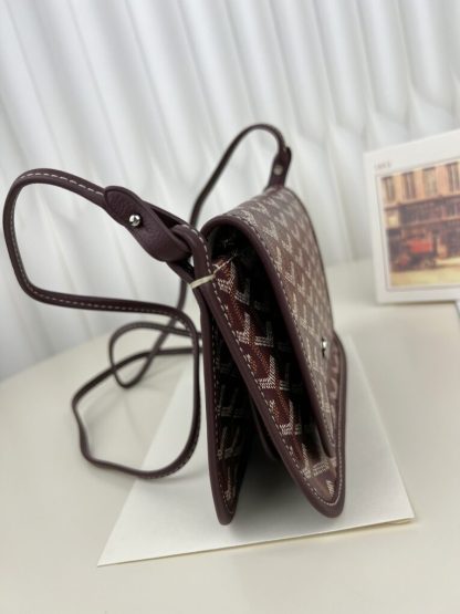  Goyard Plumet Pocket Wallet Strap Bag Burgundy #3405 - Image 16