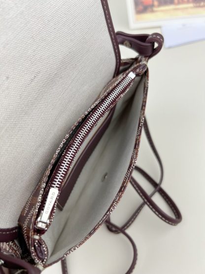  Goyard Plumet Pocket Wallet Strap Bag Burgundy #3405 - Image 11