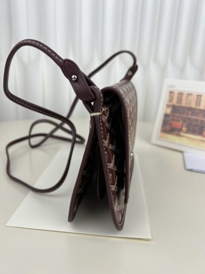  Goyard Plumet Pocket Wallet Strap Bag Burgundy #3405 - Image 17