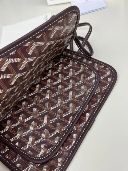  Goyard Plumet Pocket Wallet Strap Bag Burgundy #3405 - Image 13