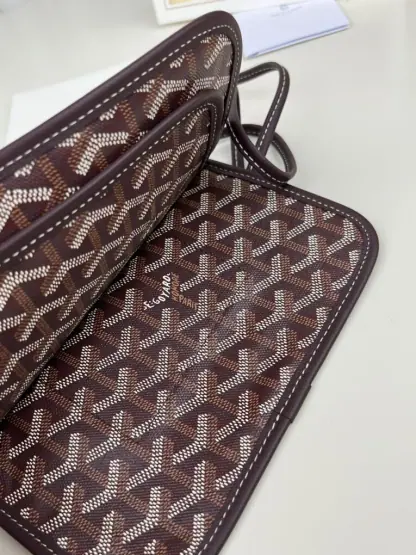  Goyard Plumet Pocket Wallet Strap Bag Burgundy #3405 - Image 4