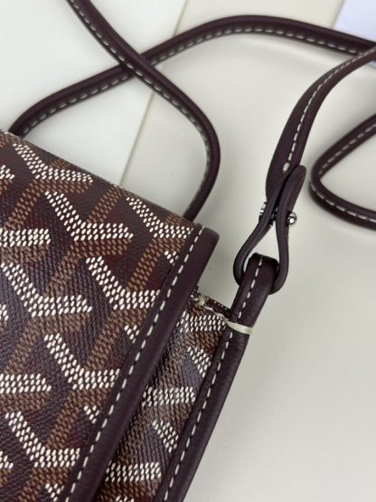  Goyard Plumet Pocket Wallet Strap Bag Burgundy #3405 - Image 5