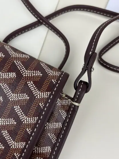  Goyard Plumet Pocket Wallet Strap Bag Burgundy #3405 - Image 5