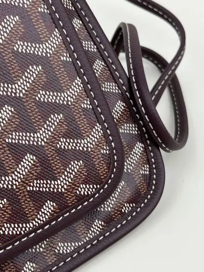  Goyard Plumet Pocket Wallet Strap Bag Burgundy #3405 - Image 9