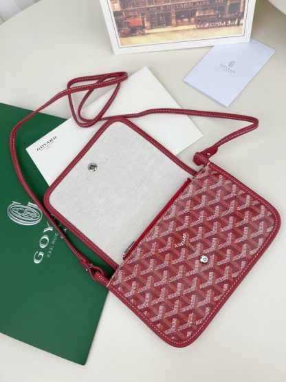  Goyard Plumet Pocket Wallet Strap Bag Red #3406 - Image 13