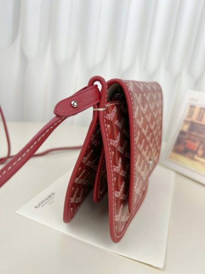  Goyard Plumet Pocket Wallet Strap Bag Red #3406 - Image 17