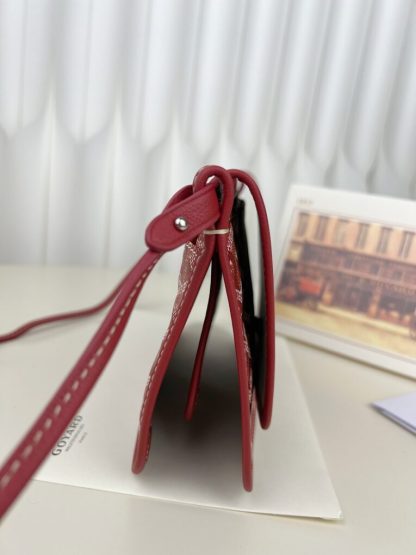  Goyard Plumet Pocket Wallet Strap Bag Red #3406 - Image 6