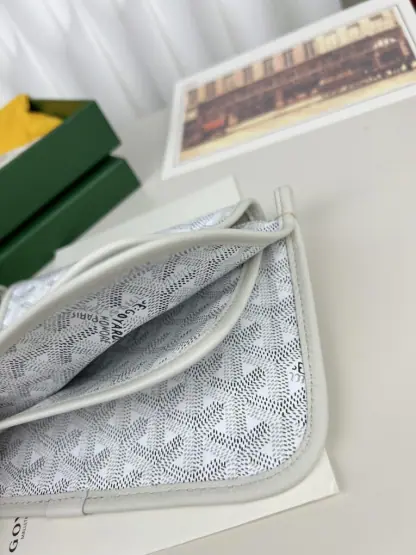  Goyard Plumet Pocket Wallet Strap Bag White #3407 - Image 10