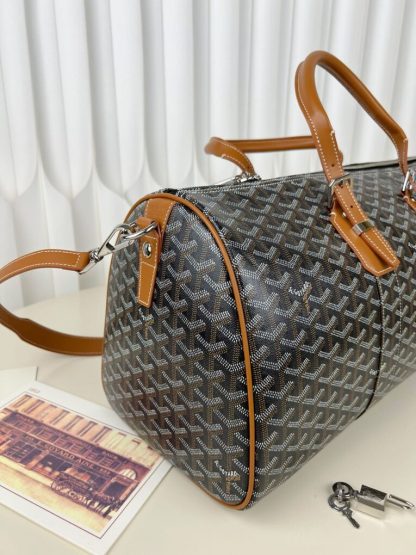  Goyard Boston 45 bag Travel Bags Black & Tan #3363 - Image 21