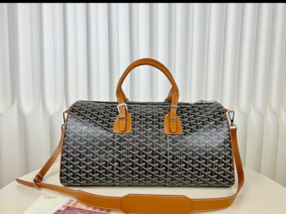Replica Goyard Boston 45 bag Travel Bags Black & Tan #3363