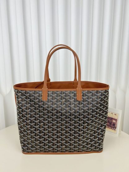  Goyard Anjou GM Bag Black and Tan Tote #3369 - Image 20