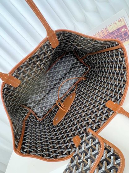  Goyard Anjou GM Bag Black and Tan Tote #3369 - Image 22