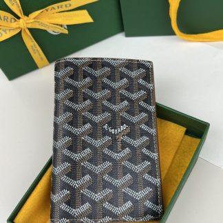 Replica Goyard Grenelle Passport Cover Wallet Black & Tan #3442