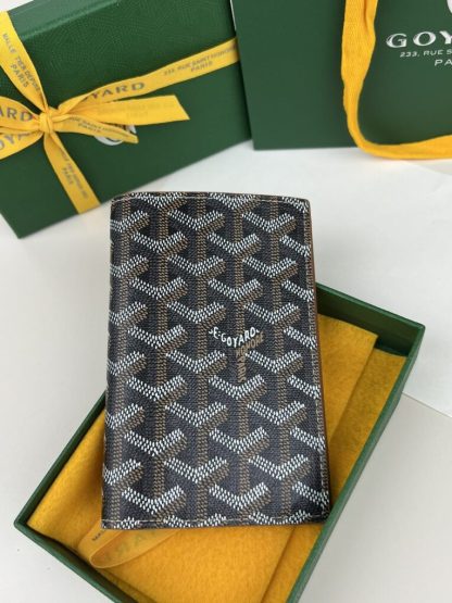 Replica Goyard Grenelle Passport Cover Wallet Black & Tan #3442