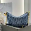 Replica Dior Diorstar Hobo Bag with Chain Blue Denim Pouch #3485