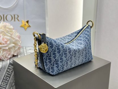  Dior Diorstar Hobo Bag with Chain Blue Denim Pouch #3485 - Image 18