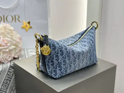  Dior Diorstar Hobo Bag with Chain Blue Denim Pouch #3485 - Image 18