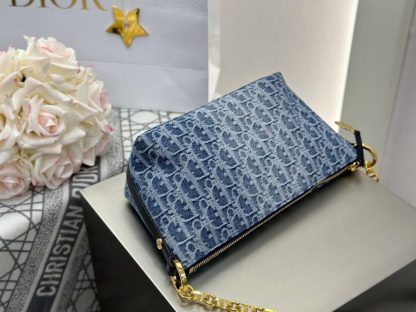  Dior Diorstar Hobo Bag with Chain Blue Denim Pouch #3485 - Image 12