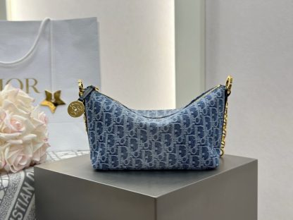  Dior Diorstar Hobo Bag with Chain Blue Denim Pouch #3485 - Image 19