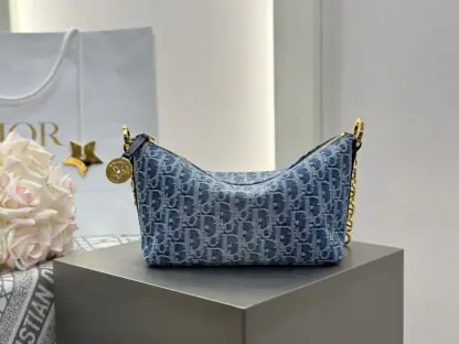  Dior Diorstar Hobo Bag with Chain Blue Denim Pouch #3485 - Image 19