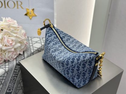  Dior Diorstar Hobo Bag with Chain Blue Denim Pouch #3485 - Image 16