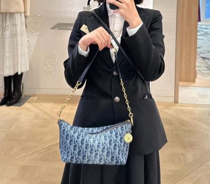  Dior Diorstar Hobo Bag with Chain Blue Denim Pouch #3485 - Image 9