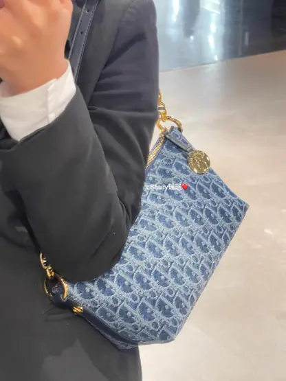  Dior Diorstar Hobo Bag with Chain Blue Denim Pouch #3485 - Image 10