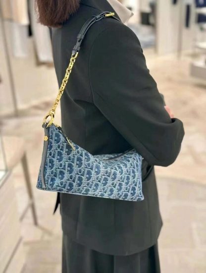  Dior Diorstar Hobo Bag with Chain Blue Denim Pouch #3485 - Image 11